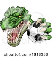 Poster, Art Print Of Crocodile Dinosaur Alligator Soccer Sports Mascot