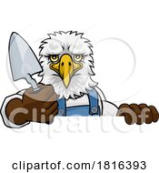 Poster, Art Print Of Eagle Bricklayer Builder Holding Trowel Tool