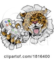 Jaguar Leopard Cheetah Panther Gamer Mascot by AtStockIllustration