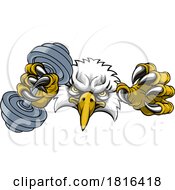 Poster, Art Print Of Eagle Hawk Bird Weight Lifting Dumbbell Gym Mascot