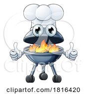 Barbecue Chef Cartoon Mascot Charcoal BBQ Person by AtStockIllustration