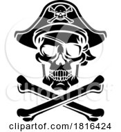 Poster, Art Print Of Pirate Hat Skull And Crossbones Cartoon