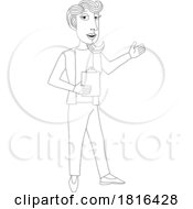 Woman With Clipboard Pointing Illustration