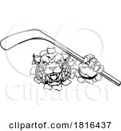 Wildcat Ice Hockey Player Animal Sports Mascot by AtStockIllustration