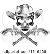 Poster, Art Print Of Cowboy Hat Pistols Skull Pirate Cross Bones