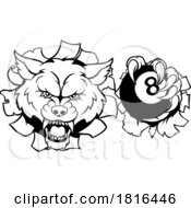 Poster, Art Print Of Wolf Angry Pool 8 Ball Billiards Mascot Cartoon