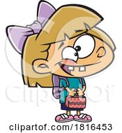 Cartoon Excited Girl Ready To Go Back To School Licensed Clipart