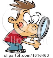 Cartoon Excited Boy Using A Magnifying Glass Licensed Clipart