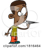 Poster, Art Print Of Cartoon Boy With A Paper Airplane Licensed Clipart