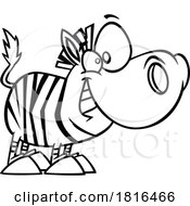 Poster, Art Print Of Cartoon Happy Baby Zebra Licensed Clipart Black And White