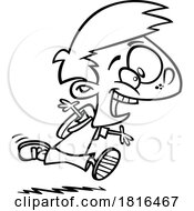 Poster, Art Print Of Cartoon Boy Excited To Go Back To School Licensed Clipart Black And White