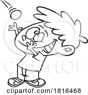 Poster, Art Print Of Cartoon Boy Catching A Ball Licensed Clipart Black And White