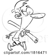 Poster, Art Print Of Cartoon Man With A Beach Noodle Licensed Clipart Black And White