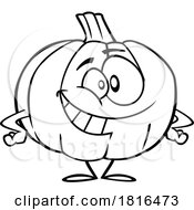 Poster, Art Print Of Cartoon Happy Or Proud Pumpkin Character Licensed Clipart Black And White