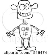 Poster, Art Print Of Cartoon Happy Robot Licensed Clipart Black And White