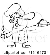 Poster, Art Print Of Cartoon Baker With Lemon Meringue Pie Licensed Clipart Black And White