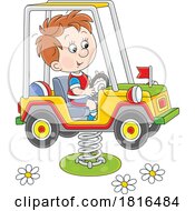 Boy Playing On A Jeep Playground Bouncy Spring Rider