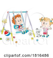 Children Playing On A Bench Swing