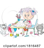 Poster, Art Print Of Girl Practicing Writing Alphabet Letters