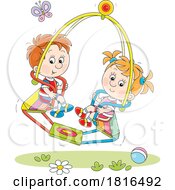 Children On A Tandem Glider Swing