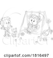 Poster, Art Print Of Children Playing On A Bench Swing