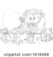 Poster, Art Print Of Girl Practicing Writing Alphabet Letters