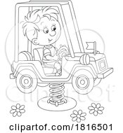 Poster, Art Print Of Boy Playing On A Jeep Playground Bouncy Spring Rider