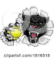 Black Panther Leopard Jaguar Cat Tennis Mascot by AtStockIllustration