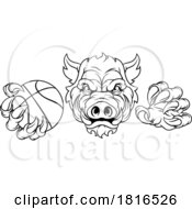 Poster, Art Print Of Boar Wild Hog Razorback Warthog Basketball Mascot