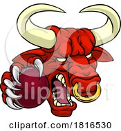 Bull Minotaur Longhorn Cow Cricket Mascot Cartoon