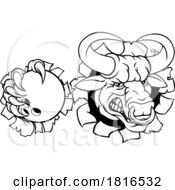 Poster, Art Print Of Bull Minotaur Longhorn Cow Bowling Mascot Cartoon