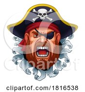 Poster, Art Print Of Pirate Captain Angry Mascot Cartoon Man Face Head