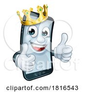 Poster, Art Print Of Mobile Phone King Crown Thumbs Up Cartoon Mascot