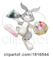 Poster, Art Print Of Easter Bunny Rabbit Cartoon Food Tray Cloche Chef