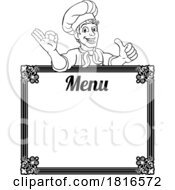 Poster, Art Print Of Chef Cook Baker Cartoon Man Menu Sign Background