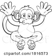 Monkey Cartoon Character Animal Mascot Waving