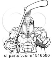 Poster, Art Print Of Spartan Trojan Man Ice Hockey Team Sports Mascot