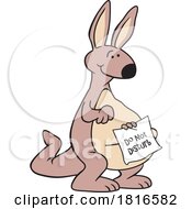 Cartoon Kangaroo Joey Holding A Do Not Disturb Sign Licensed Clipart