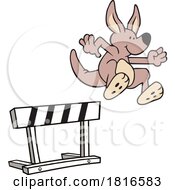 Cartoon Kangaroo Hopping Over A Hurdle Licensed Clipart