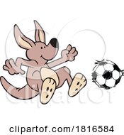 Cartoon Kangaroo Playing Soccer Licensed Clipart