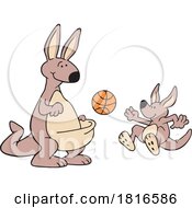 Poster, Art Print Of Cartoon Kangaroos Playing Basketball Licensed Clipart