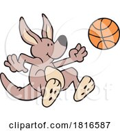 Poster, Art Print Of Cartoon Kangaroo Playing Basketball Licensed Clipart