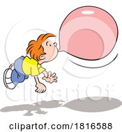 Cartoon Boy Floating And Blowing Bubble Gum Licensed Clipart