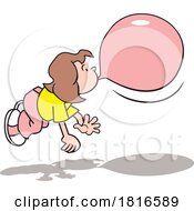 Cartoon Girl Floating And Blowing Bubble Gum Licensed Clipart