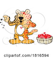 Cartoon Leopard Exchanging His Spots For Hearts Licensed Clipart