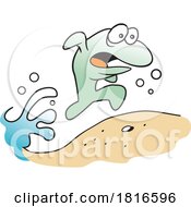 Cartoon Fish Escaping Out Of Water Licensed Clipart