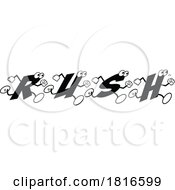 Cartoon Alphabet Letters Running And Forming The Word RUSH Licensed Clipart