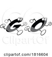 Cartoon Alphabet Letters Running And Forming The Word GO Licensed Clipart