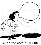 Cartoon Boy Floating And Blowing Bubble Gum Licensed Clipart