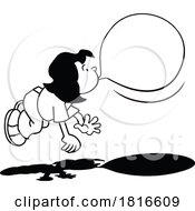 Cartoon Girl Floating And Blowing Bubble Gum Licensed Clipart